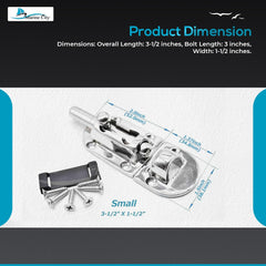 Marine City Boat Acero inoxidable 316 Pestillos de puerta con perno de barril resistente/cerradura Fijación de 6 puntos (Tamaño: 3-1/2 pulgadas × 1-1/2 pulgadas) (Pequeño)