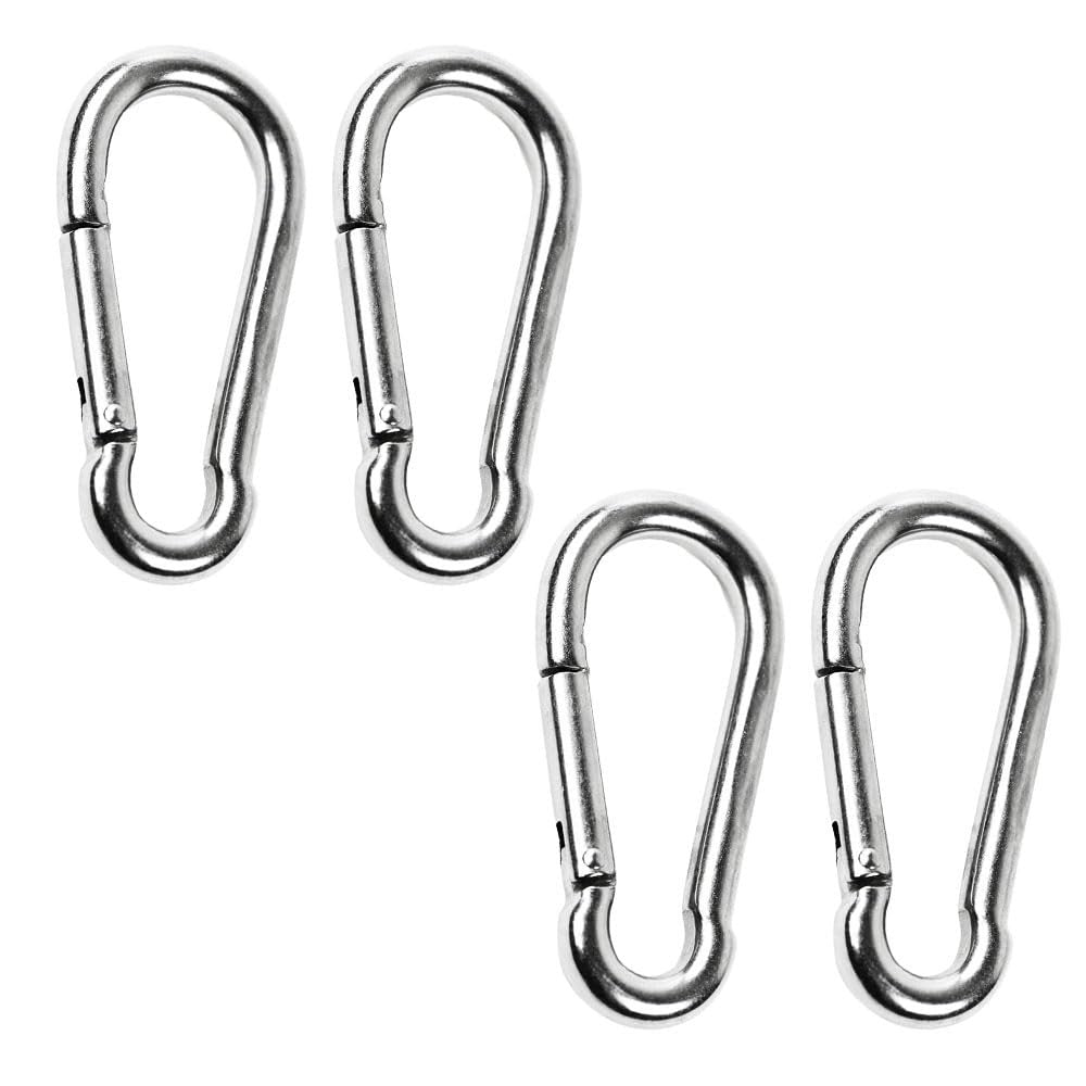Marine City 316 Mosquetón/gancho de clip de acero inoxidable de 2 pulgadas para escalada, pesca, senderismo (4 piezas)