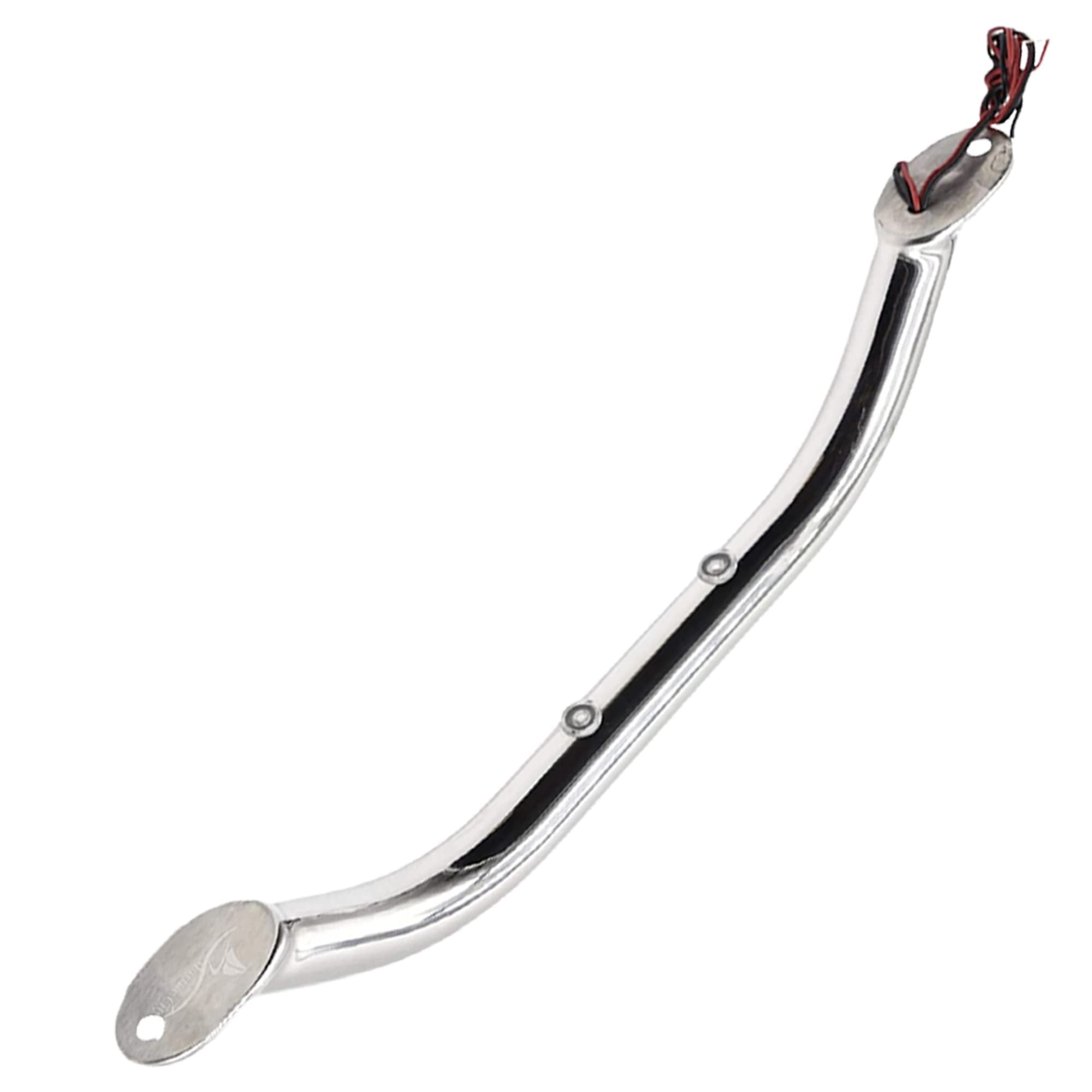 Marine City Newest Stainless Steel 9” / 12” / 16”/ 18” Grab Rail Handle with Blue 1/2 / 3 LED Lights (12” 2-LED-Lights Grab Rail Handle)