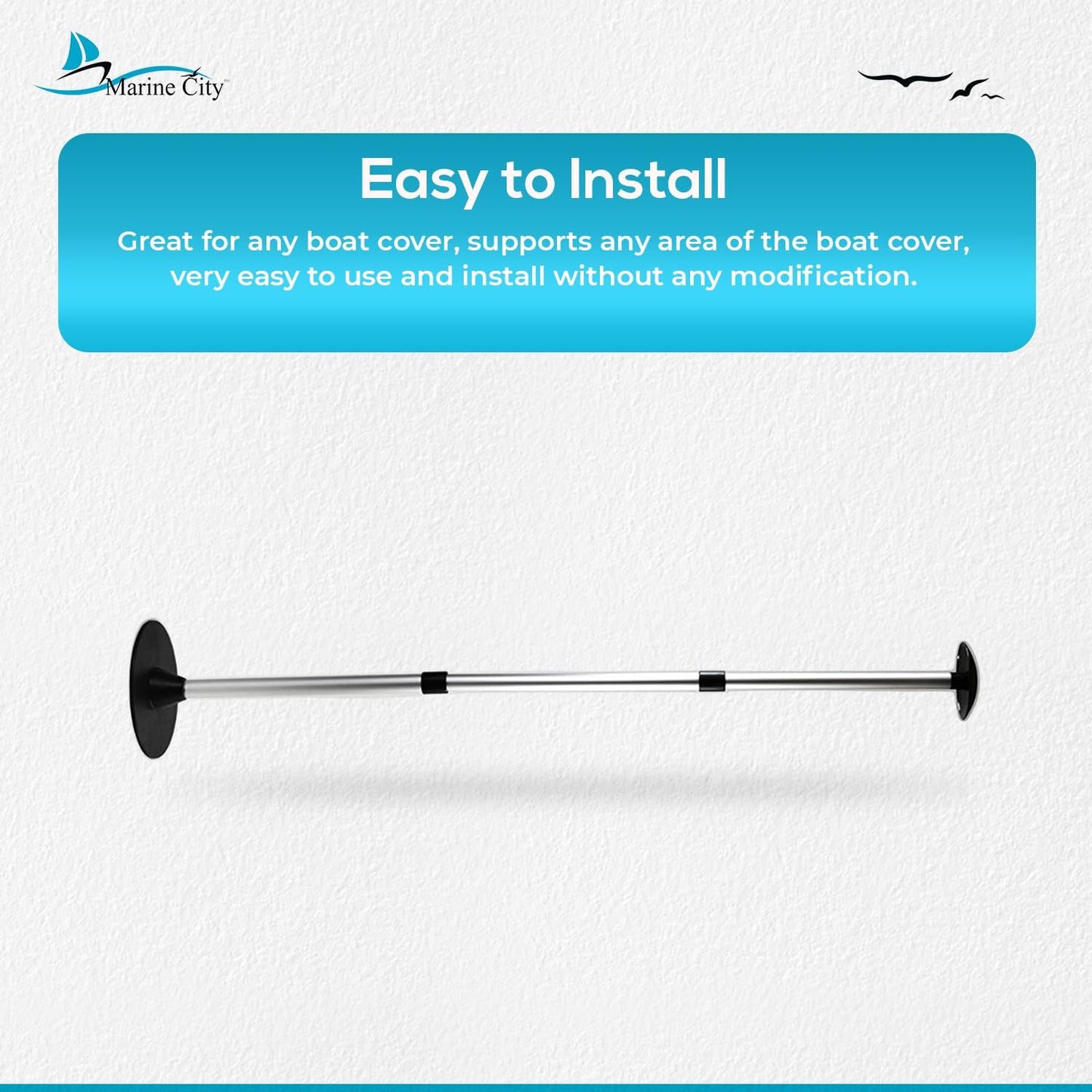 Marine City Aluminum Telescoping Boat Cover Support Pole – 3 Section Adjustable