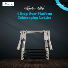 Marine City 316 Stainless Steel 3-Step Over Platform Telescoping Ladder with Handle