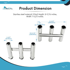 Soporte para caña de pescar marina, soporte para caña de pescar de acero inoxidable, estante para 3 cañas, barco marino de ciudad