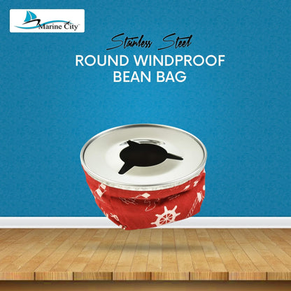 MARINE CITY Round Windproof Bean Bag – 304 Stainless Steel, Red, Lightweight Marine City