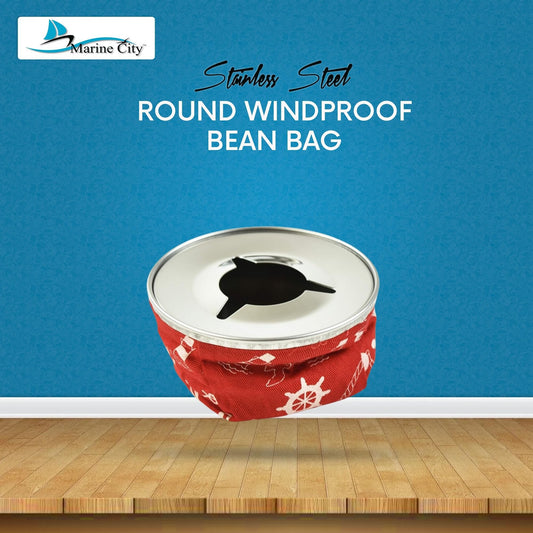 MARINE CITY Round Windproof Bean Bag – 304 Stainless Steel, Red, Lightweight Marine City