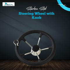Marine City 14 Inches Stainless Steel Steering Wheel – PU Foam Grip, 5-Spoke