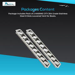 Marine City Ventilación con rejilla de acero inoxidable con 8 ranuras, 16-13/16” × 3” × 1-1/4” (2 piezas) 