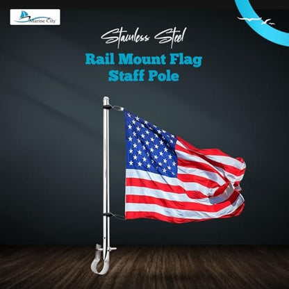 Marine City Abrazaderas ajustables de acero inoxidable Montaje en riel Bandera Bastón/varilla para barco, kayak 
