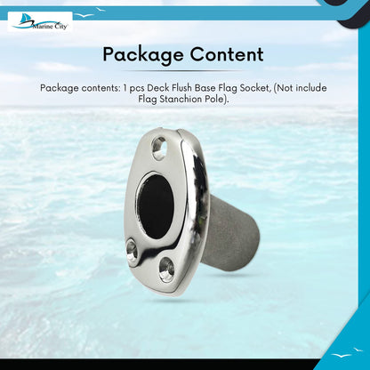 MARINE CITY Deck Flush Base Flag Socket  Stainless Steel, Fits 1" Stanchion Poles
