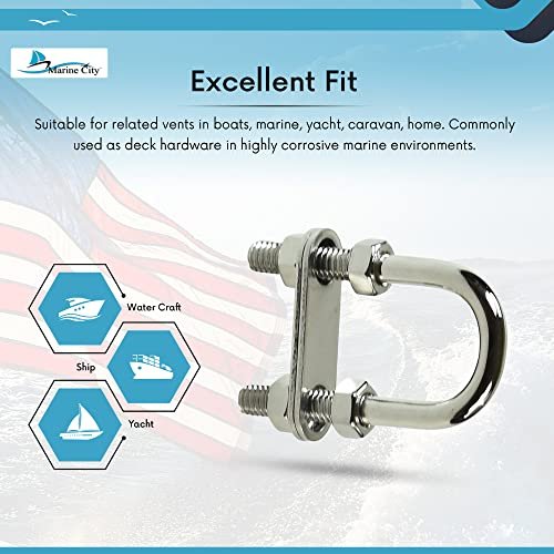 Marine City Bow Eye U-Bolt, 5/16” 304 Stainless Steel, 2-3/4” Length, Heavy Duty