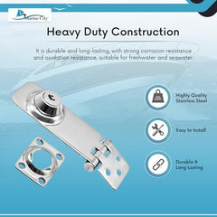 MARINE CITY Stainless Steel Marine Safety Locking Hasp – Corrosion-Resistant