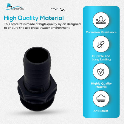 Marine City Nylon Thru-Hull Fitting with 316 Stainless Steel Trim & Flapper MARINE CITY