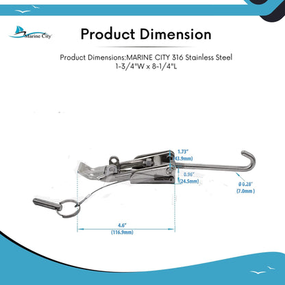 Marine City Stainless Steel Anchor Chain Tensioner – Cam Action, 200 lb Tension Marine City