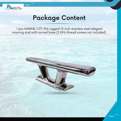 Marine City 12” Mooring Bollard Cleat – 316 Stainless Steel, Heavy Duty 8000 lbs