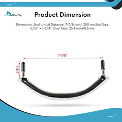 Marine City Oval Grab Rail Handle with Flange, 7-7/8 Inch, Stainless Steel