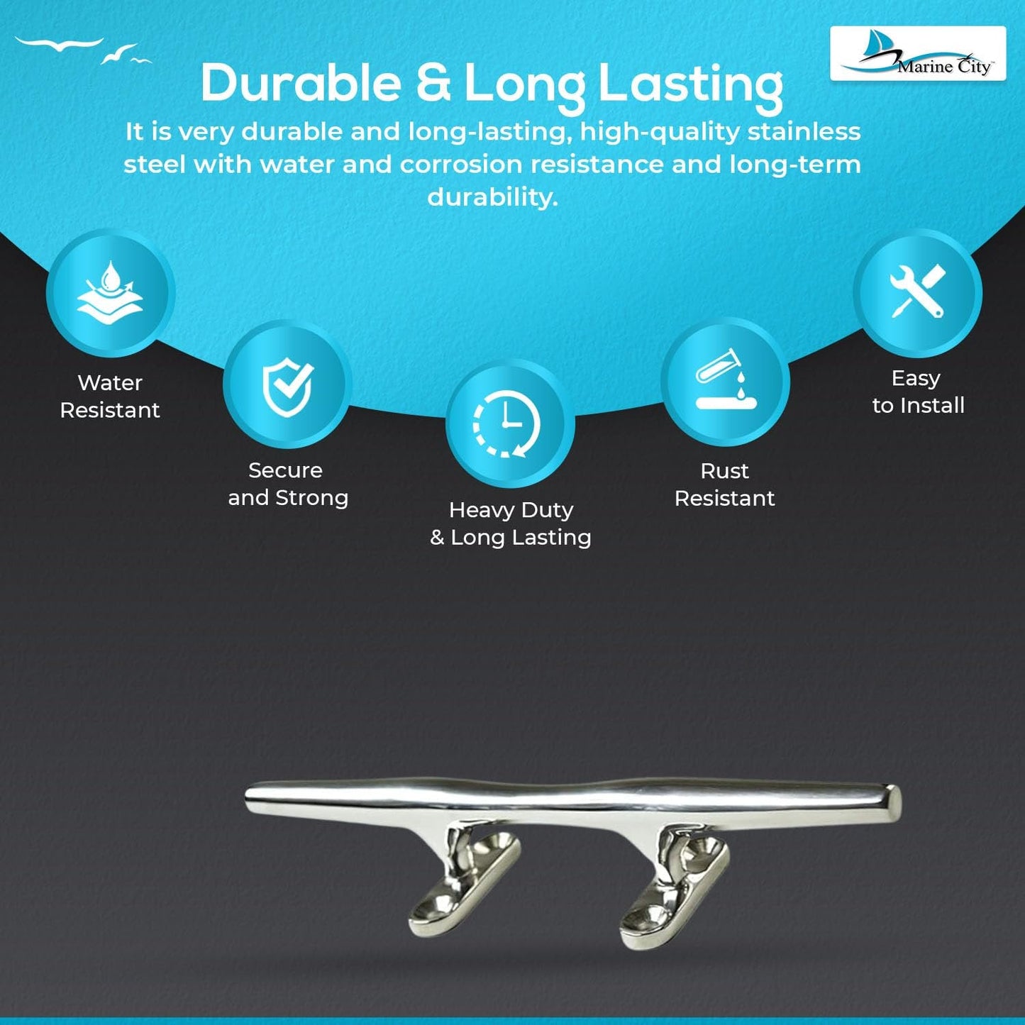 Marine City Deck Mooring Rope Tie Cleat Herreshoff Style Stainless Steel (2 Pcs) Marine City