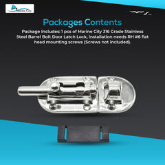 Marine City Boat Acero inoxidable 316 Pestillos de puerta con perno de barril resistente/cerradura Fijación de 6 puntos (Tamaño: 3-1/2 pulgadas × 1-1/2 pulgadas) (Pequeño)