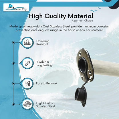MARINE CITY Stainless Steel Flush Mount Rod Holder – 15° Angle with PVC Liner Marine City