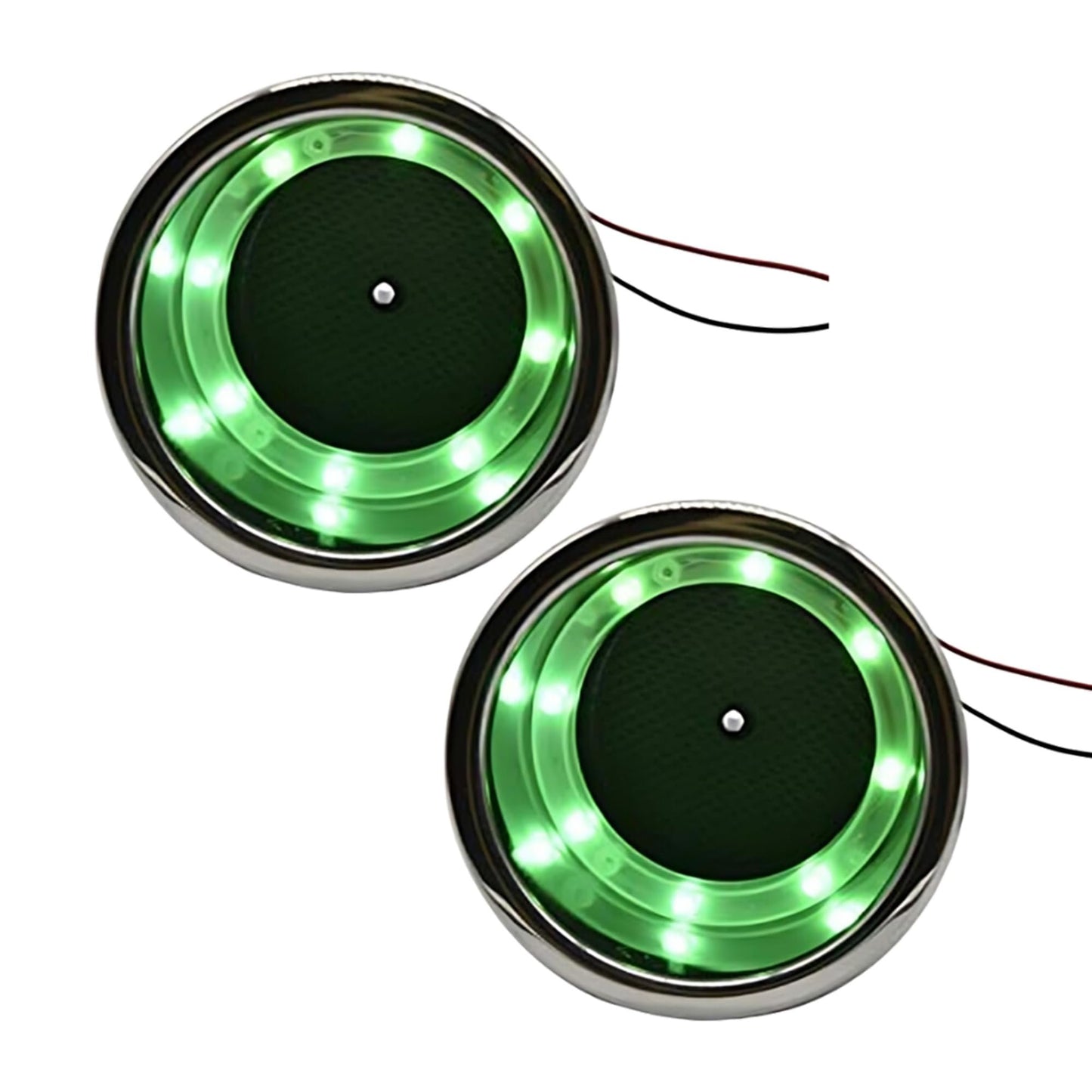 Marine City Portavasos de acero inoxidable con 8 LED, color verde, con drenaje para barco, RV, mesa de póquer, encimera, tablero