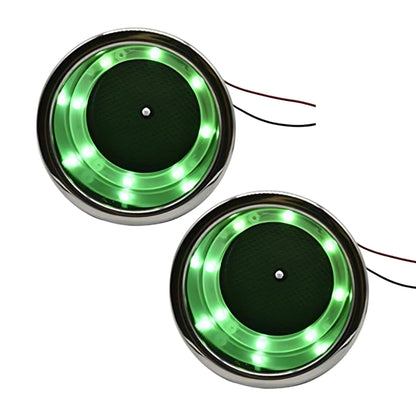 Marine City Portavasos de acero inoxidable con 8 LED, color verde, con drenaje para barco, RV, mesa de póquer, encimera, tablero