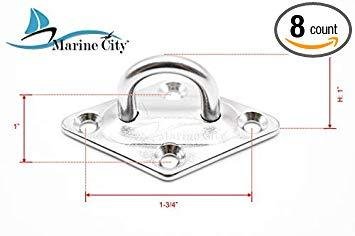 Marine City Great Strong Diamond Stainless Steel Pad Eye (2-3/8” ×1-1/2”) (8pcs)