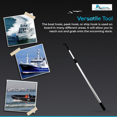 Marine City 3-Step Telescoping Boat Hook – Anodized Aluminum, Adjustable