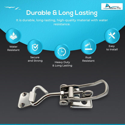 Marine City Lockable Hatch Fastener – 304 Stainless Steel, Adjustable 4.53–4.92” MARINE CITY