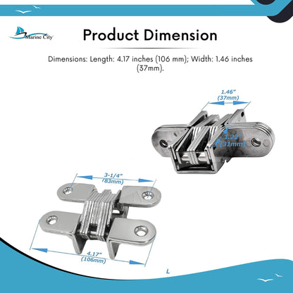 Marine City Large Hidden Hinges – 304 Stainless Steel Cabinet Hinges (2 Pcs)