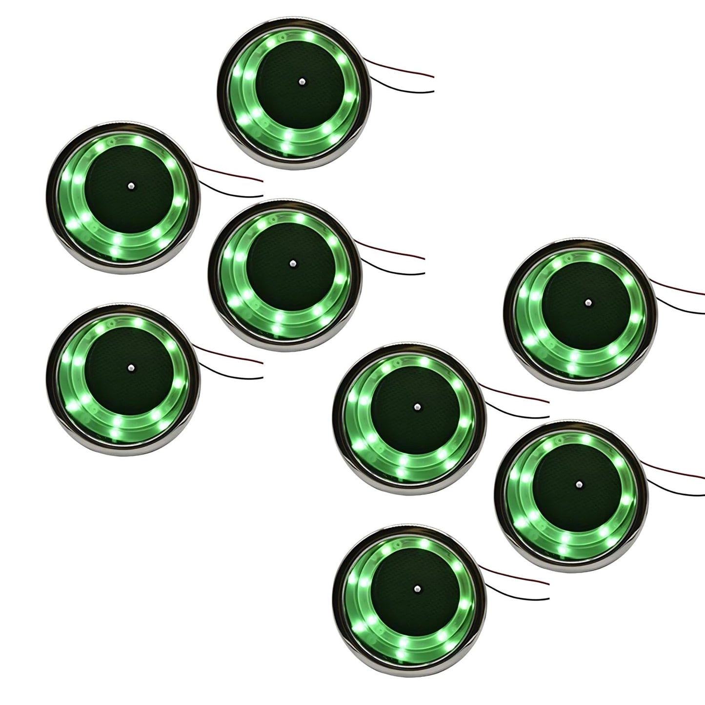 Marine City Portavasos de acero inoxidable con 8 LED, color verde, con drenaje para barco, RV, mesa de póquer, encimera, tablero