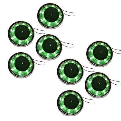 Marine City Portavasos de acero inoxidable con 8 LED, color verde, con drenaje para barco, RV, mesa de póquer, encimera, tablero