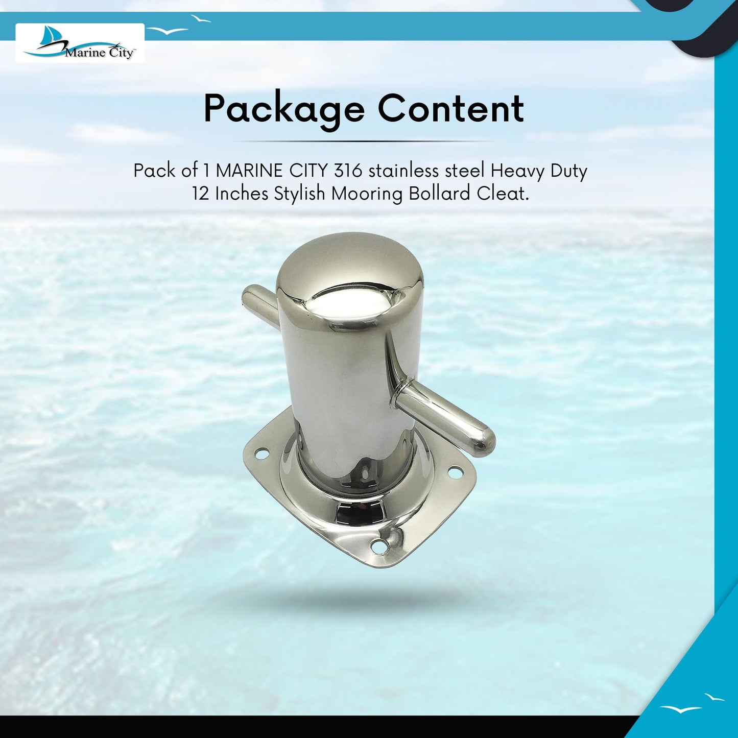 Marine City 316 Stainless Steel Marine Grade Mooring Bollards for Boat Yacht Fishing (7"x 8")
