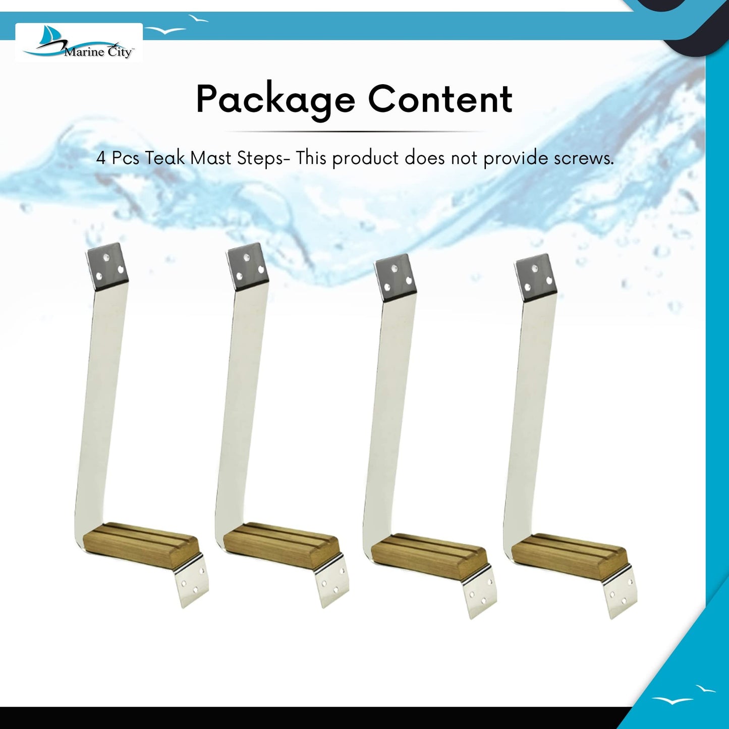 Peldaños de mástil de acero inoxidable/teca para velero Marine City