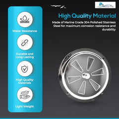 Marine City 5” Round Butterfly Vent–304 Stainless Steel Center Knob Shutter Vent