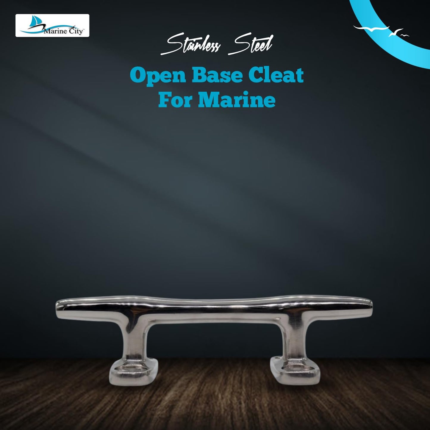Marine City Open Base Cleat – 316 Stainless Steel, 4" Mooring Cleat (Pack of 4)