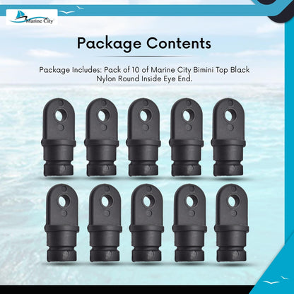 Marine City Black Nylon Bimini Top Eye End Cap - Round Inside Eye End Marine City Hardware
