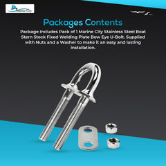 Marine City Boat Stern Bow Eye Tie Down U-Bolt – Stainless Steel, Durable