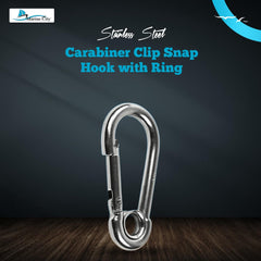 Marine City Carabiner Clip Snap Hook with Ring – 2” 316 Stainless Steel (10 Pcs)