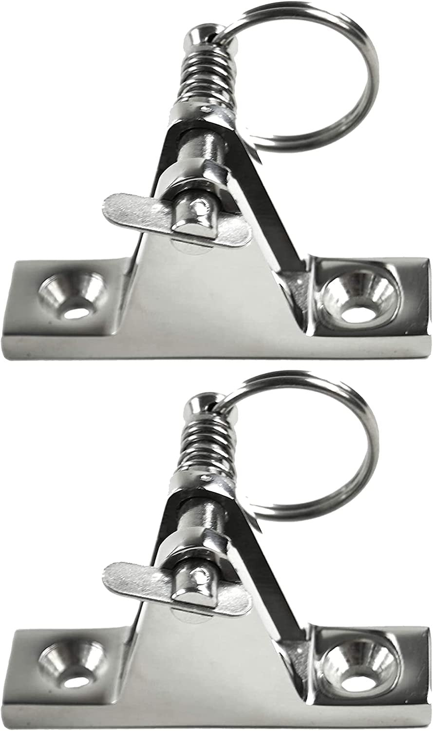 MARINE CITY 316 Grade Stainless Steel Bimini Top Deck Hinge 90°with Quick Release Pin Boat Top Fittings Flat Base Hardware for Boats – Marines – Ships – Kayaks (Pack of 2)