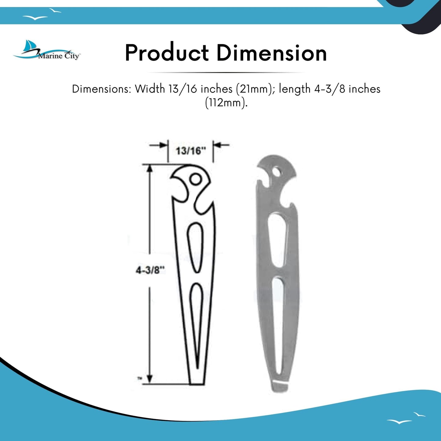 Marine City 304 Stainless Steel Shackle Key – Multi-Tool with Bottle Openers MARINE CITY