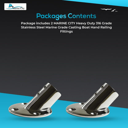 Marine City 45° Casting Boat Hand Railing Round Base – Stainless Steel (2 Pcs) MARINE CITY