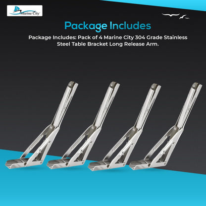 Marine City 304 Stainless Steel Table Bracket – 12” Folding Shelf Bracket