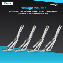 Marine City 304 Stainless Steel Table Bracket – 12” Folding Shelf Bracket