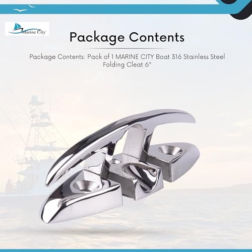 Marine City 6-Inch Rope Folding Cleat – Heavy-Duty Stainless Steel Flip-Up Cleat