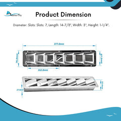 Marine City Ventilación con rejilla de acero inoxidable con 7 ranuras, 14-7/8” × 3” × 1-1/4” (1 unidad)