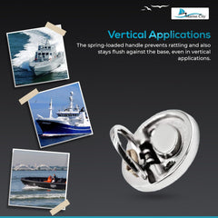 Marine City 316 Tirador de anillo/manija de elevación redonda con resorte de 2 pulgadas de acero inoxidable para puertas, escotillas (1 unidad) 