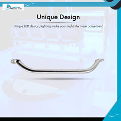 Marine City Newest Stainless Steel 9” / 12” / 16”/ 18” Grab Rail Handle with Blue 1/2 / 3 LED Lights (18” 3-LED-Lights Grab Rail Handle)