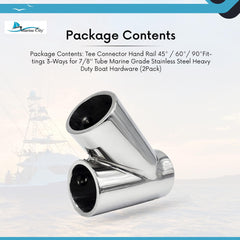 Marine City 304 Stainless Steel Tee Connector Hand Rail Fittings – (Pack of 2)