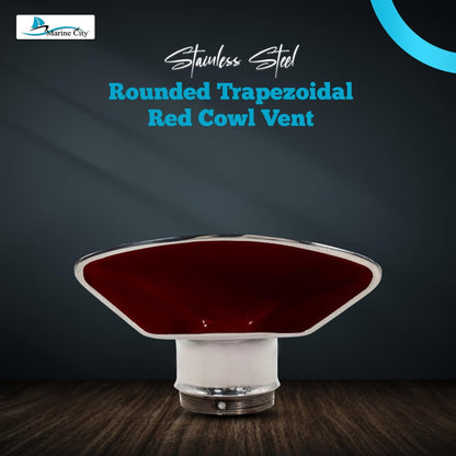 Marine City 3-Inch Rounded Trapezoidal Red Cowl Vent – 316 Stainless Steel