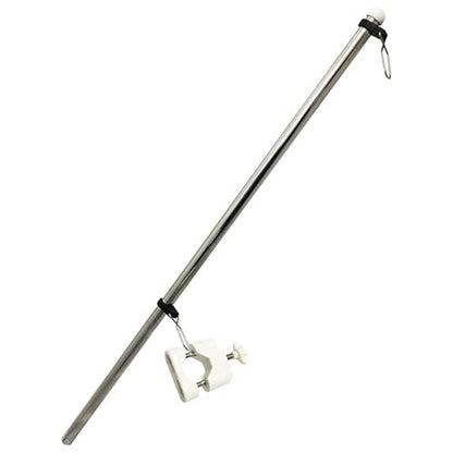 Marine City Rail Mount Flag Staff & 21" Flagpole–304 Stainless Steel, White Base Marine City