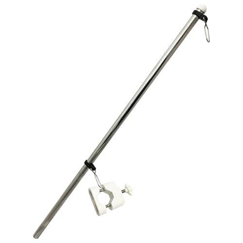 Marine City Rail Mount Flag Staff & 21" Flagpole–304 Stainless Steel, White Base