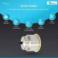 Marine City 304 Stainless Steel Cup Drink Holder with Center Drain – Durable